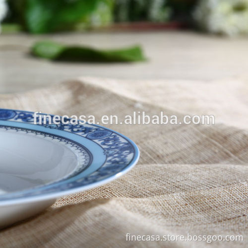 8.5 Inches Porcelain Soup Plate set of Blue in China